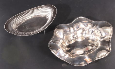 Unger Bros.Sterling Scallop Bowl & Bread Tray