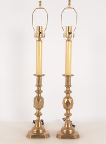 King of Diamonds Brass Candle Stands as Lamps