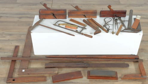 Group of Early Wood and Metal Tools