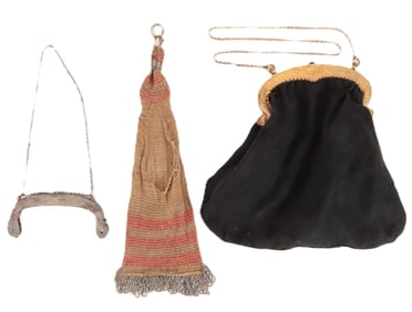 19th - E 20th C. Antique Purses, French Silver Gilt & Others