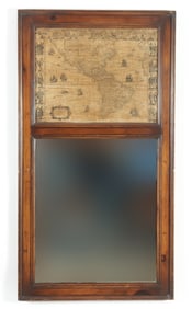 Classical Style Stained Pine Trumeau Mirror