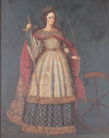 Spanish Colonial Painting of St. Catherine - O/C
