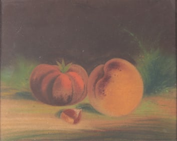 American School - Fruit Still Life Pastel, 19th C
