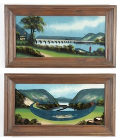 Pennsylvania Landscapes, Reverse Painted Glass