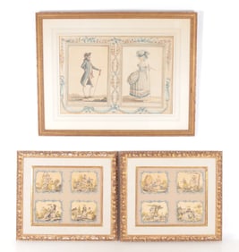 Three Framed Prints of Ladies & Gentleman, 19/20C