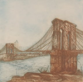 Aida Whedon - Brooklyn Bridge Colored Etching