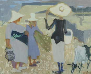 Henri Pretus - Femme Aux Champs O/C