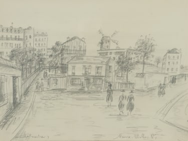 After Maurice Utrillo - Mont Maitre, Pencil