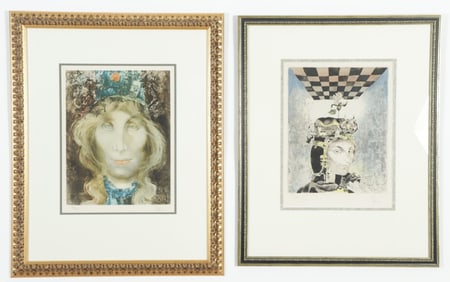 Endre Szasz - Two Surrealist Portraits, Etchings