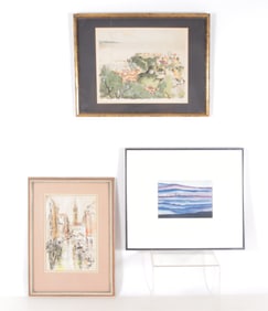 B. Schallmo - Town in Landscape W/C & Two Prints