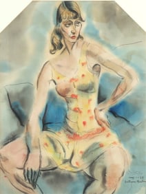 C. Bertram Hartman - Yellow Dress - Charcoal & W/C