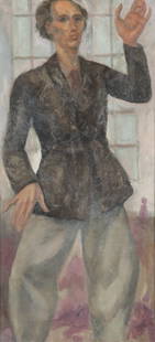 C. Bertram Hartman - Self Portrait - O/B: C. Bertram Hartman, American, 1882-1960, Self Portrait, standing pose, oil on board 38 3/4 x 16 1/2, framed 42 1/4 x 20 1//2 Collection of Richard Castellane - Castellane Gallery Manhattan