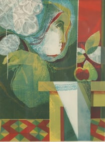 Alvar Sunol - Abstract Portrait, Lithograph