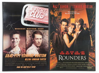 Fight Club & Rounders Signed Posters-Norton-Pitt-Damon-Carter