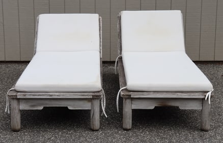 Pair of Teak Chaise Lounges