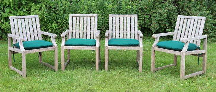 Four 'Outdoor Classics' Teak Armchairs: Four "Outdoor Classics" Teak Armchairs 36" H x 23" W x 22.75" D
