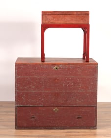 Indian Red Lacquer Box & Chinese Storage Chest