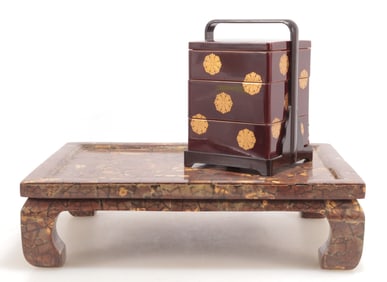Chinese Lacquer Low Table & Box