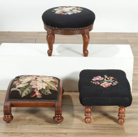 Three Victorian & Later Mahogany Footstools