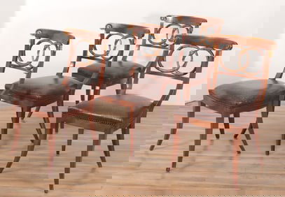 Four Italian Biedermeier Style Cherry Side Chairs