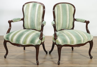Pair of Louis XV Mahogany Bergeres