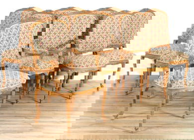 8 Louis XV Style Beechwood Stained Dining Chairs