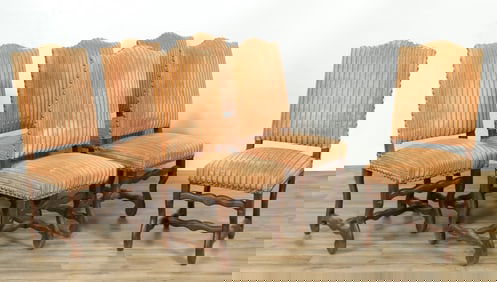 Six Louis XVI Style Beech Dining Chairs