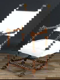 English Baroque Style Walnut Rope Twist Armchair