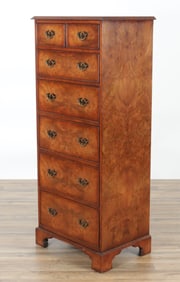 George III Style Burlwood Tall Chest of Drawers