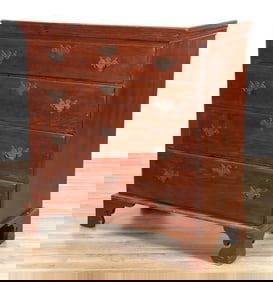 Chippendale Stained Pine Chest of Drawers, 18th C.