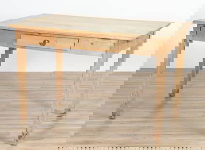 English Pine Desk: English Pine Desk, one frieze drawer 30" H x 48" W x 29.75" D Property from a Litchfield home.