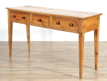 English Pine 3-Drawer Hall Table