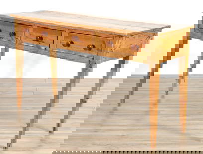 English Pine 3-Drawer Hall Table: English Pine 3-Drawer Hall Table 31" H x 54" W x 17.75" D Property from a Litchfield home.