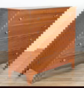 American Red Stained Pine Mule Chest: American Red Stained Pine Mule Chest, 2 drawers 42.75" H x 43" W x 18.5" D Property from a Northwest Connecticut collection.
