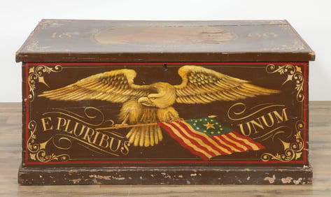 Polychromed Brown Painted Captain's Chest