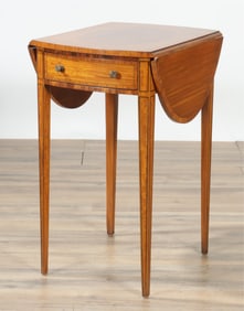 Maitland Smith Inlaid Satinwood Pembroke Table