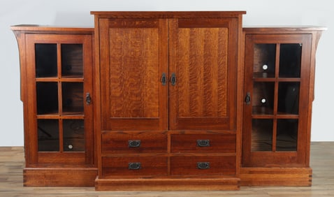 Mission Style Oak Entertainment Center