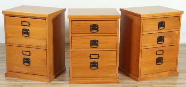 Three Arts & Crafts Style Cherry File Cabinets