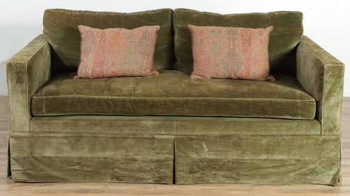 Cowtan & Tout Moss Green Linen Velvet Sofa