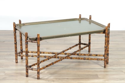 Regency Style Tray Top Bamboo Coffee Table