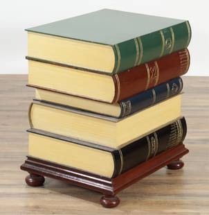William IV Style Book Form Side Table: William IV Style mahogany stained book form side table on bun feet. 22.25" H x 19' W x 15.25" D