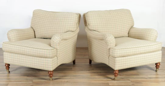 Pair George Smith Style Club Chairs By Edward Ferrell