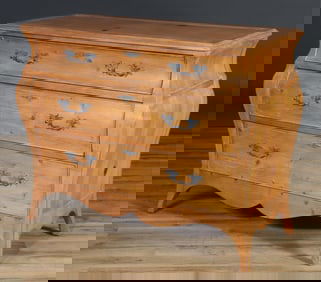 Ethan Allen Louis XV Style Pine Bombe Chest