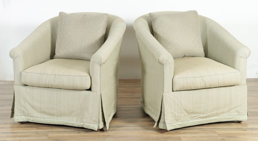 Cowtan & Tout Pale Green Upholstered Club Chairs