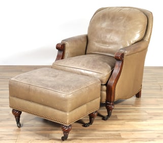 Whitemore-Sherrill Mahogany Club Chair & Ottoman