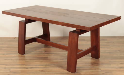 Silvio Coppola for Bernini Walnut Dining Table: Silvio Coppola for Bernini Walnut Dining Table, circa 1960. Labeled underside. 28.75" H x 31.5" W x 71" L Property from a Litchfield County home.