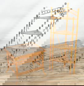 Brighton Pavillion Style Bamboo Table & Bookshelf