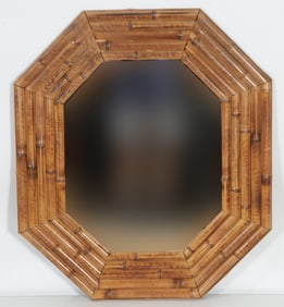 Octagonal Bamboo Framed Mirror