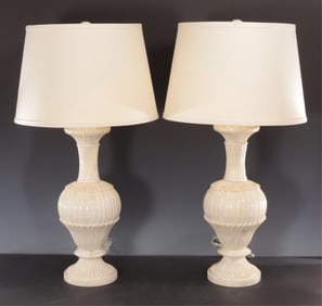 Pair of Tessellated Bone Inlay Table Lamps