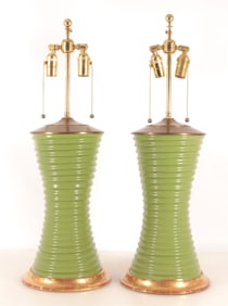 Christopher Spitzmiller Ribbed Hourglass Lamps